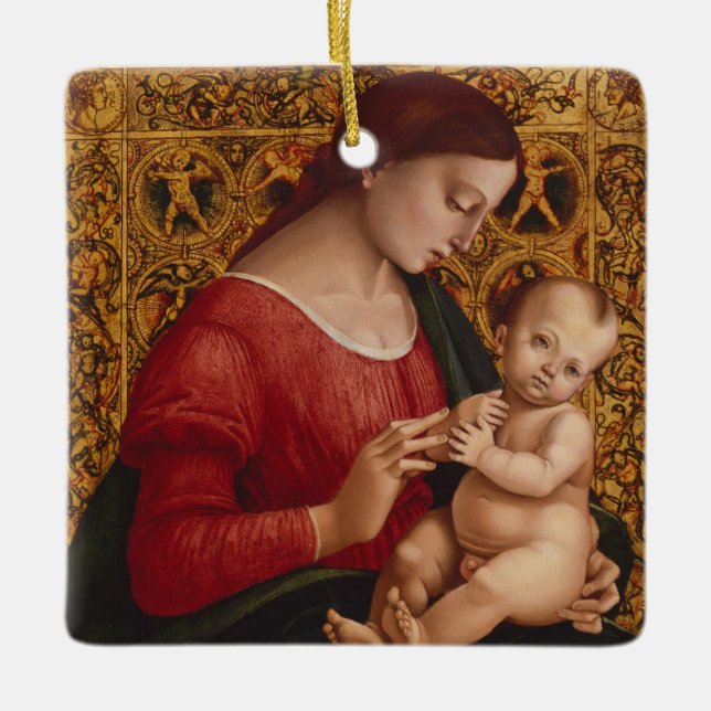 Madonna och barn, circa 1505-07 julgransprydnad keramik (Framsida)