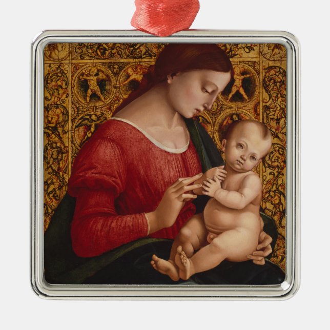Madonna och barn, circa 1505-07 julgransprydnad metall (Framsidan)