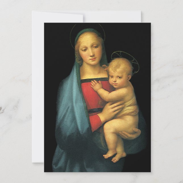 Madonna och barn efter Raphael, babyskabusen Inbjudningar (Framsida)