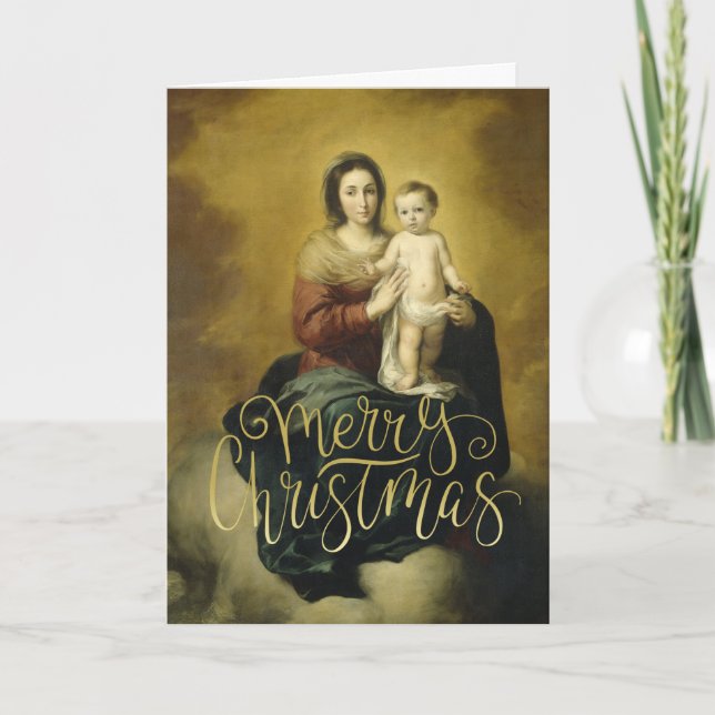 Madonna och Barn, fin konst jul Helgkort (Framsida)