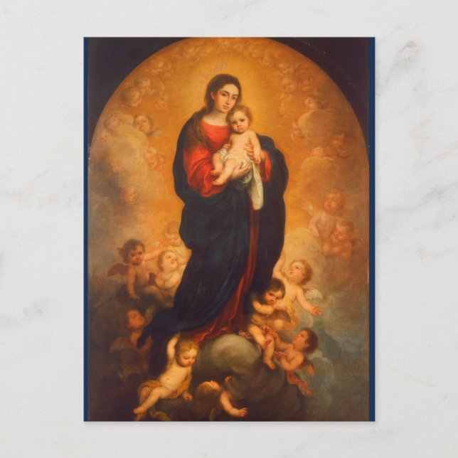 Madonna och barn i gloria ... vykort (Framsida)