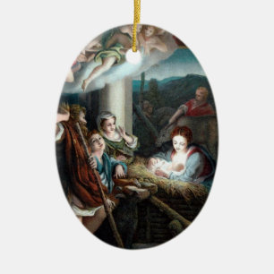 Madonna och barn i Manger Julgransprydnad Keramik