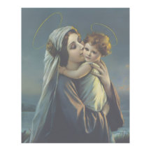 Madonna och barn Jesus Vintageaffisch Konst 