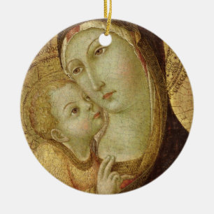 Madonna och barn julgransprydnad keramik