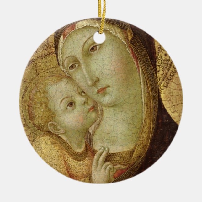 Madonna och barn julgransprydnad keramik (Framsidan)