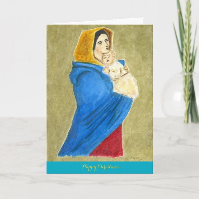 Madonna och barn julkort helgkort (Framsida)