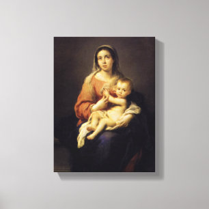 Madonna och barn - jungfruliga Mary - Murillo Canvastryck