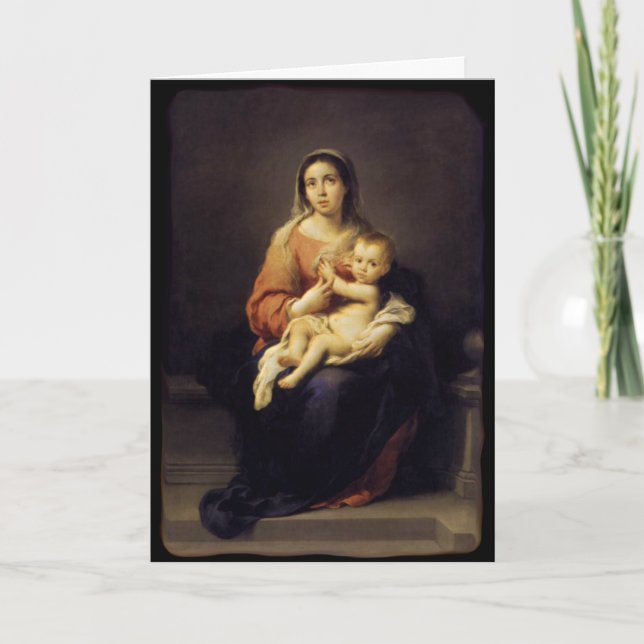 Madonna och barn - jungfruliga Mary - Murillo Helgkort (Framsida)