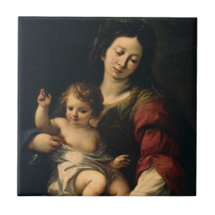 Madonna och barn kakelplatta