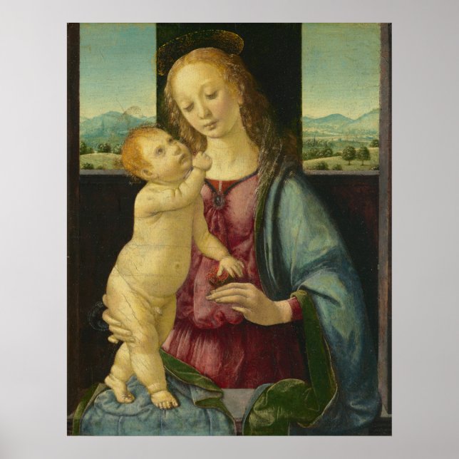 Madonna och barn - Lorenzo Credi Fint konstaffisch Poster (Framsidan)