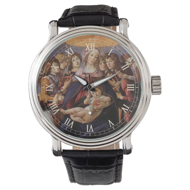 Madonna och barn med änglar av Sandro Botticelli Armbandsur (Framsida)