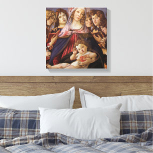 Madonna och barn med änglar av Sandro Botticelli Canvastryck