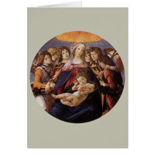 Madonna och barn med änglar av Sandro Botticelli Hälsningskort