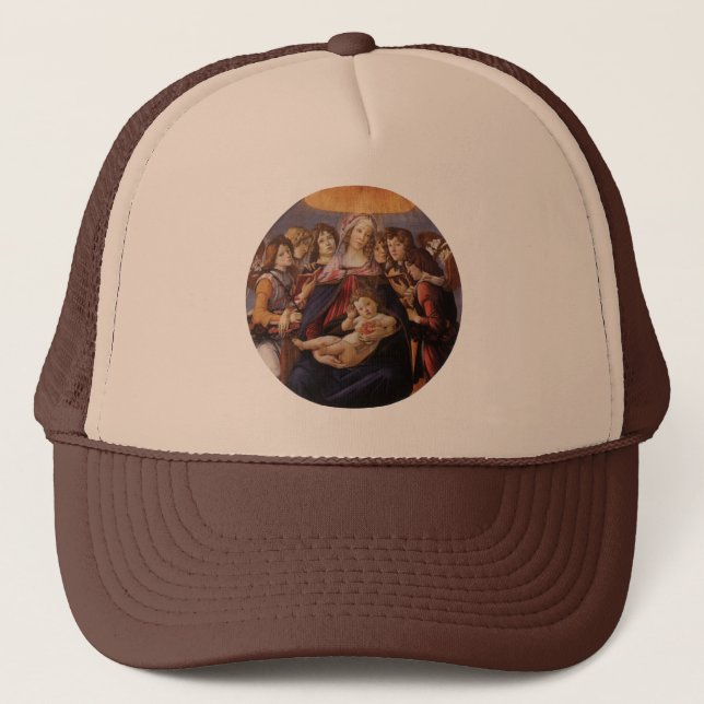 Madonna och barn med änglar av Sandro Botticelli Keps (Framsida)