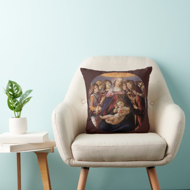 Madonna och barn med änglar av Sandro Botticelli Kudde (Stol)