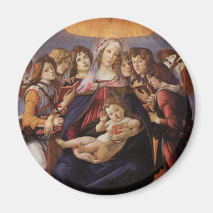 Madonna och barn med änglar av Sandro Botticelli Magnet