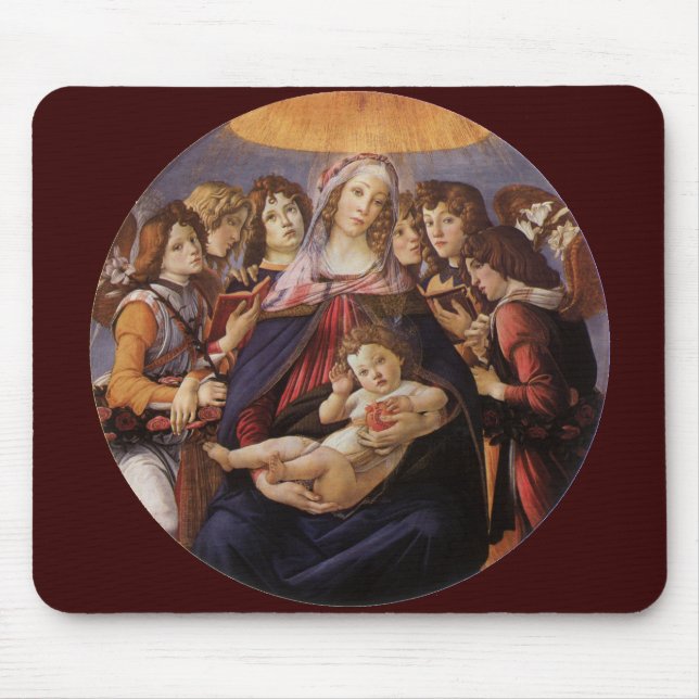 Madonna och barn med änglar av Sandro Botticelli Musmatta (Framsidan)