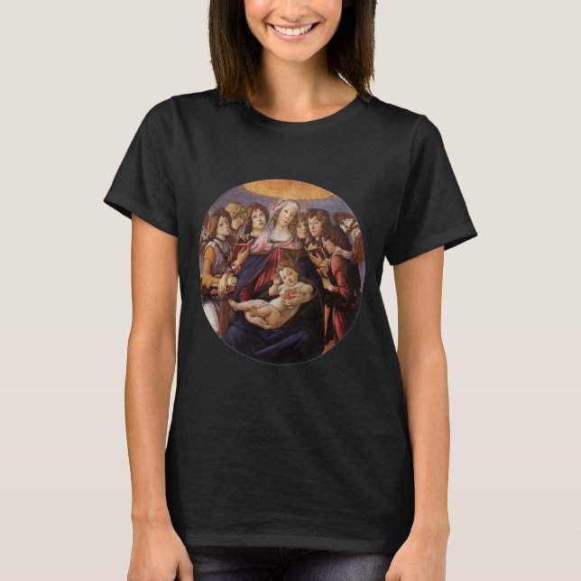 Madonna och barn med änglar av Sandro Botticelli Tee Shirt (Framsida)