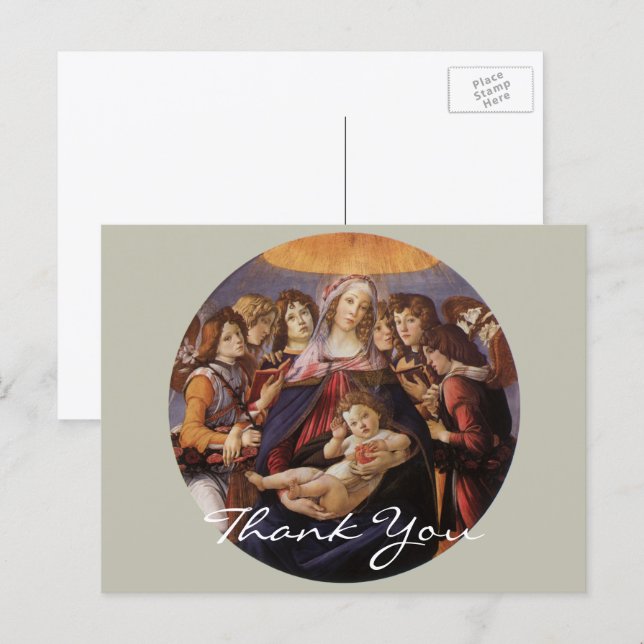 Madonna och barn med änglar av Sandro Botticelli Vykort (Fram/baksida)