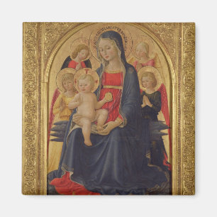Madonna och barn med änglar, c.1467 (olja förser magnet