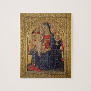 Madonna och barn med änglar, c.1467 (olja förser pussel