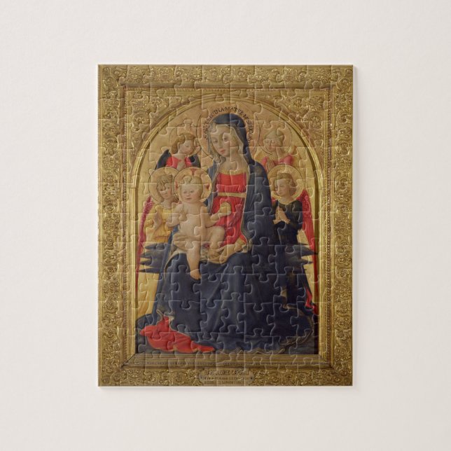 Madonna och barn med änglar, c.1467 (olja förser pussel (Vertikal)