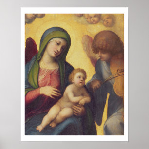 Madonna och barn med änglar c.1510-15 (olja på pa poster