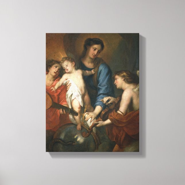 Madonna och Barn med änglar Canvastryck (Framsida)
