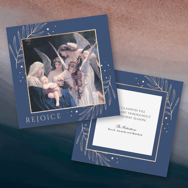 Madonna och Barn med Änglar Helig Julkort (Celebrate the birth of Christ with this lovely "Song of the Angels" card.)