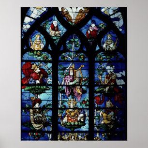 Madonna och barn med änglar och porträttreflec poster