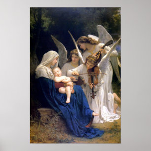 Madonna och Barn med änglar poster