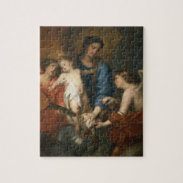 Madonna och barn med änglar pussel (Vertikal)