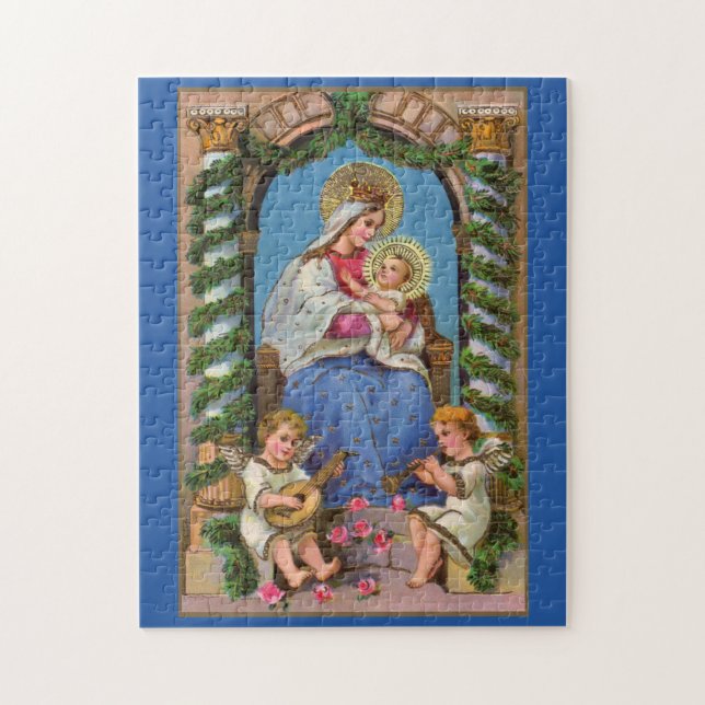 Madonna och barn med Änglar-pussel Pussel (Vertikal)