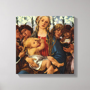 Madonna och barn med åtta änglar av Botticelli Canvastryck