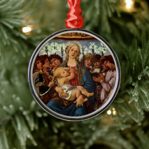 Madonna och barn med åtta änglar av Botticelli Julgransprydnad Metall