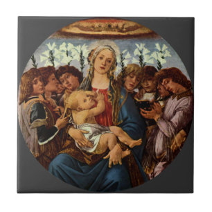 Madonna och barn med åtta änglar av Botticelli Kakelplatta