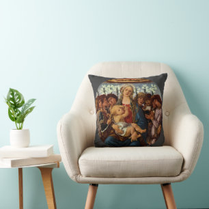 Madonna och barn med åtta änglar av Botticelli Kudde
