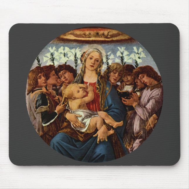 Madonna och barn med åtta änglar av Botticelli Musmatta (Framsidan)