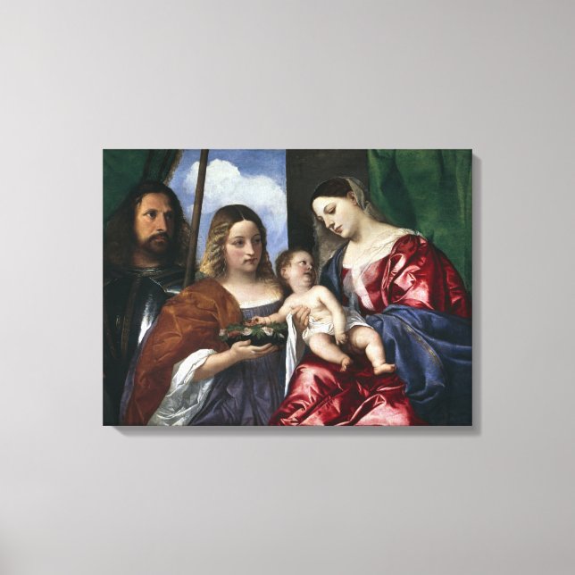 Madonna och barn med de heliga Dorotea och Göran Canvastryck (Framsida)