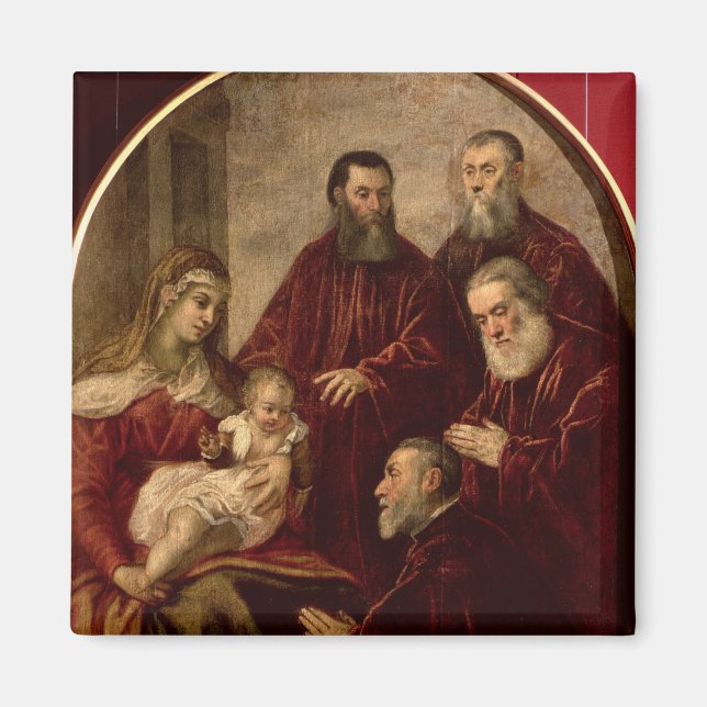 Madonna och barn med fyra statsmän magnet (Framsidan)