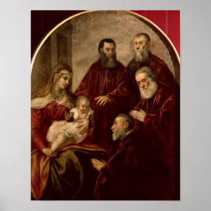 Madonna och barn med fyra statsmän poster
