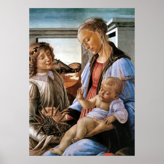 Madonna och barn med gel - Botticelli - c1470 Poster (Framsidan)