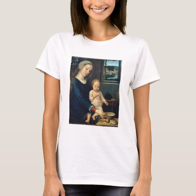 Madonna och barn med Mjölk Soppa - Gerard David - T Shirt (Framsida)