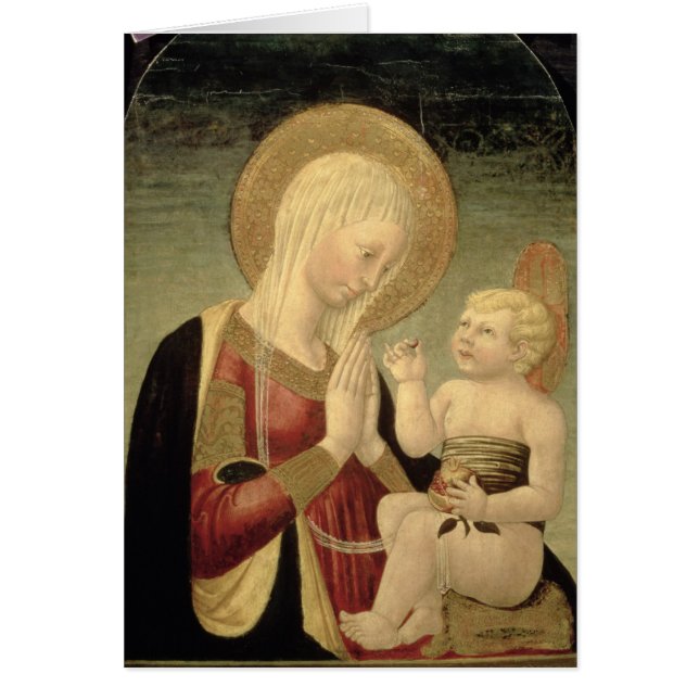 Madonna och barn med pomegranaten hälsningskort (Framsidan)