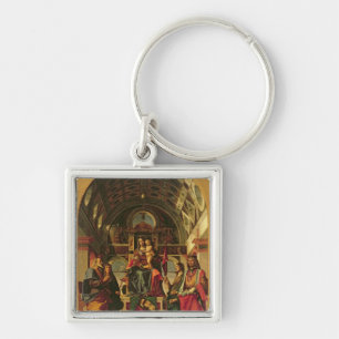 Madonna och barn med Saints, 1499 Fyrkantig Silverfärgad Nyckelring