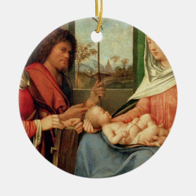Madonna och barn med Saints 2 Julgransprydnad Keramik (Framsidan)