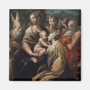 Madonna och barn med Saints, c.1529 (olja förser Magnet
