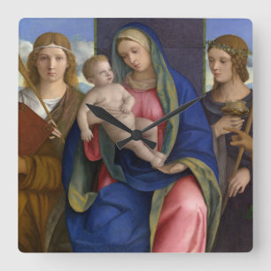 Madonna och barn med Saints Fyrkantig Klocka