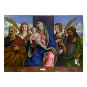 Madonna och barn med Saints Hälsningskort