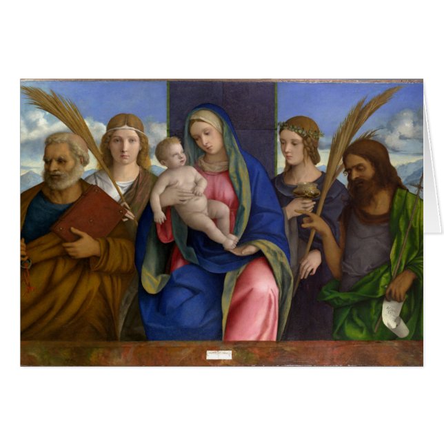 Madonna och barn med Saints Hälsningskort (Framsidan Horizontal)